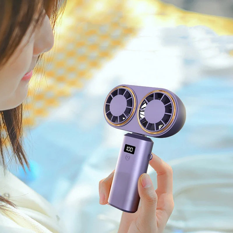 USB Handheld Mini Fan Foldable Portable Hanging Fans 5 Speed USB Rechargeable Fan With Display Screen
