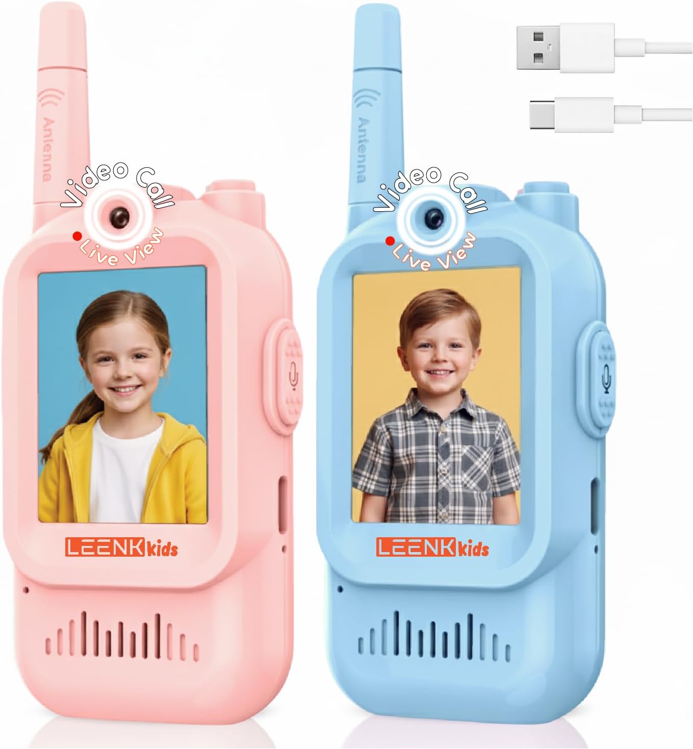 Video Walkie Talkie 2 Pack Rechargeable Interphone with HD Camera & Voice Changer