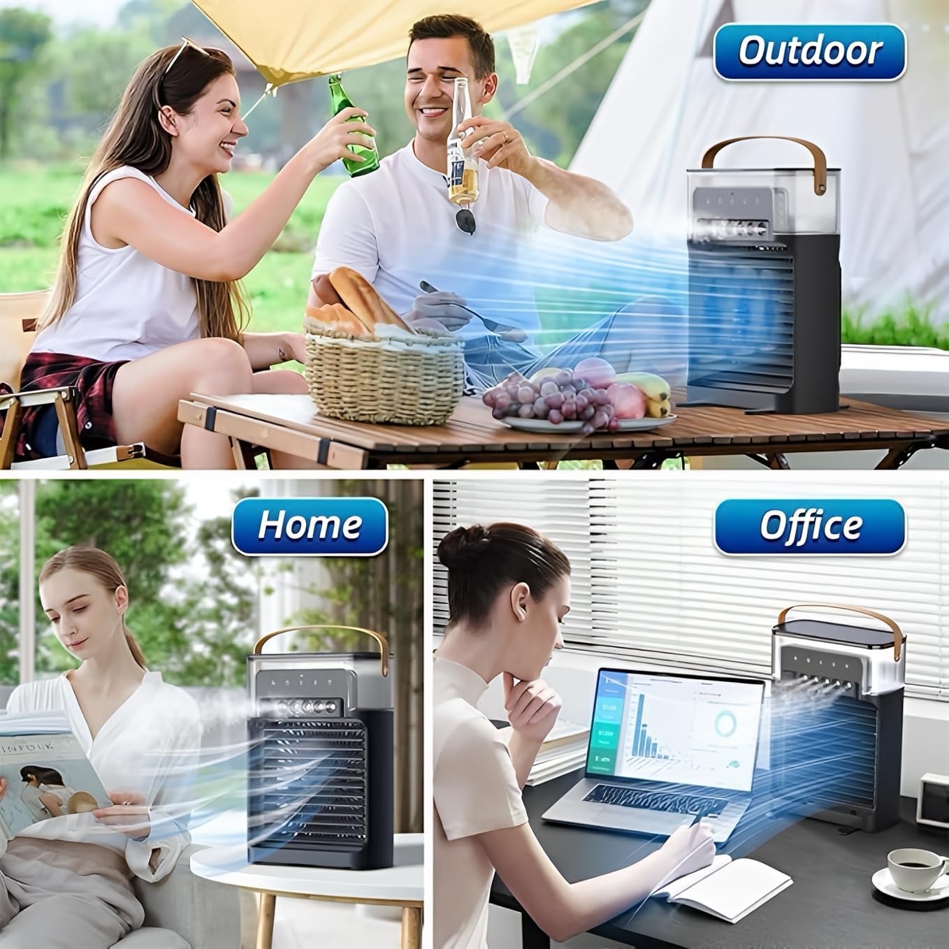 Portable Mini Air Cooler Black Personal Cooling Fan